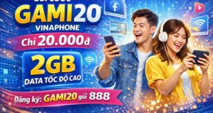 Gói cước GAMI20 Vinaphone – Gói 2GB/7 Ngày Giá 20.000đ