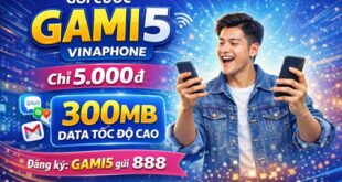 Gói cước GAMI5 Vinaphone – Gói 300MB Giá 5.000đ Dùng Trong 1 Ngày